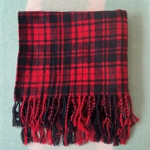 H&M Red & Black Plaid‎ Print Scarf NWT